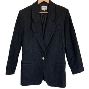 Hugo‎ Buscati Milano Womens One Button Blazer Size 12 Grey Wool Cashmere